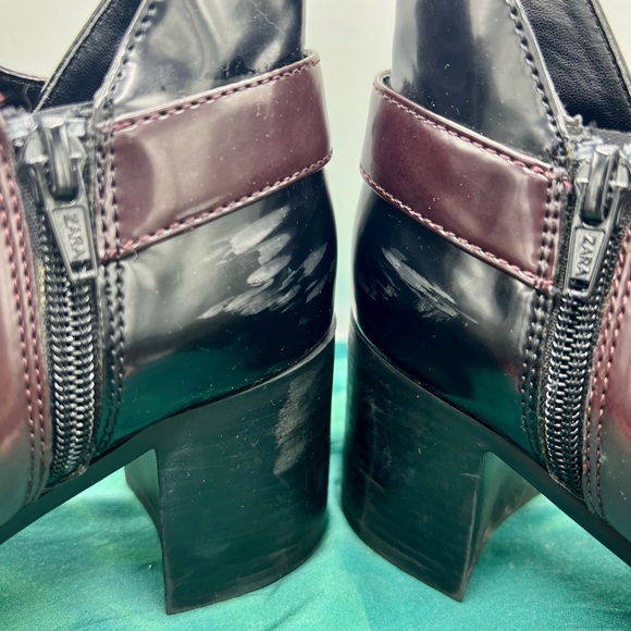 Zara Maroon/Black ankle boots - Picture 4 of 9